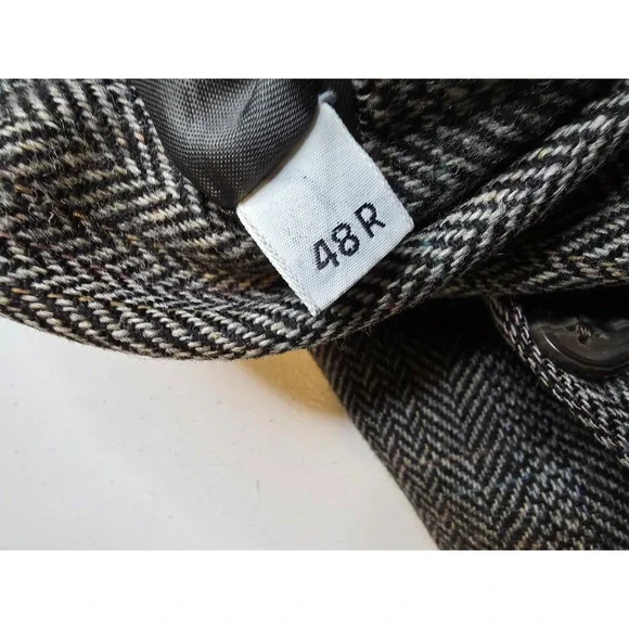 Hart Schaffner Marx Tweed Blazer Mens 48R Gray Wool Sports Coat Jacket 2 Buttons